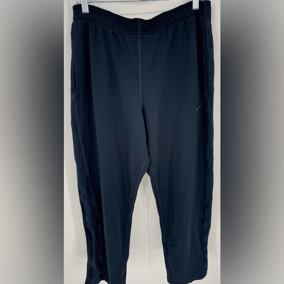 Nike Men's Navy Blue Dri Fit Track Pants Bottom Leg Zipper - Picture 1 of 16